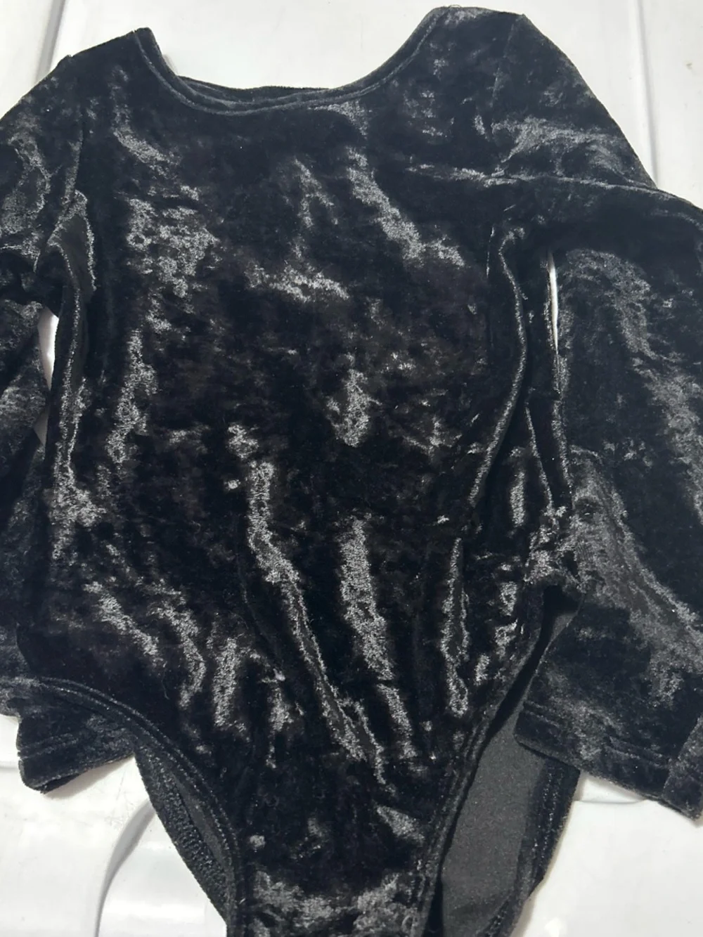Xhilaration Black Velvet Long-Sleeve Dance Leotard